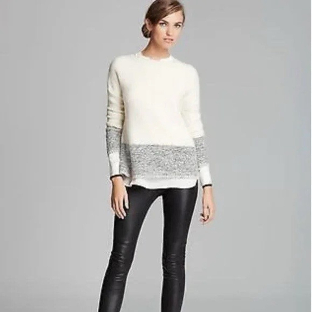 Vince Boatneck Colorblock Tweed Sweater Cashmere Blend Women’s Size Small Luxury